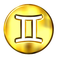 Image showing 3D Golden Gemini Zodiac Sign