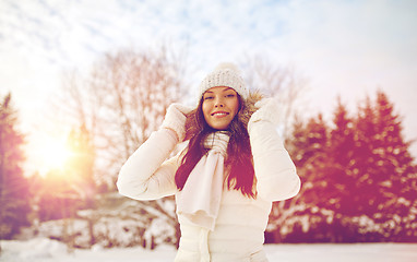 Image showing happy woman outdoors in winter