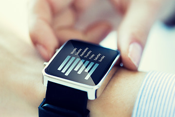 Image showing close up of hands with chart on smartwatch screen