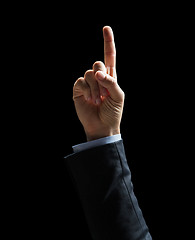 Image showing close up of businessman hand pointing finger 