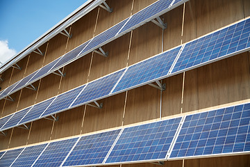 Image showing solar battery panels on building facade