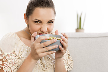 Image showing Smelling my food