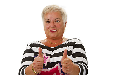 Image showing Female senior thumbs up