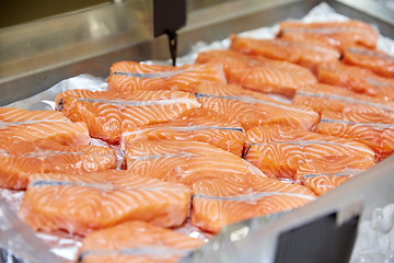 Image showing salmon fish at food market stall