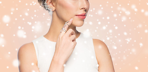 Image showing close up of beautiful woman with ring and earring