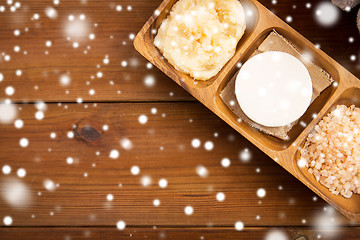 Image showing soap, himalayan salt and body scrub