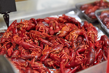 Image showing boiled red crayfish at street market