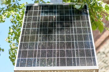 Image showing close up of solar battery or cell outdoors