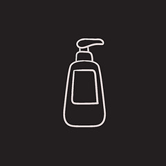 Image showing Bottle with dispenser pump sketch icon.