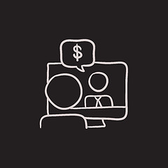 Image showing Business video negotiations sketch icon.