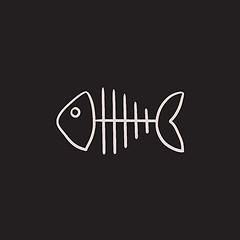 Image showing Fish skeleton sketch icon.