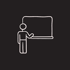 Image showing Professor pointing at blackboard sketch icon.
