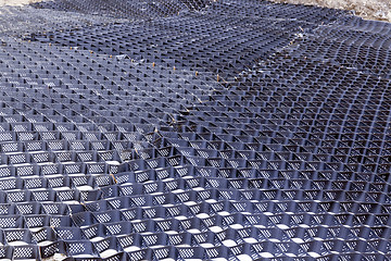 Image showing fence for sand, close-up