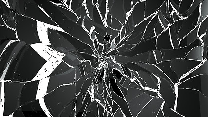 Image showing Pieces of Broken or Shattered glass on white