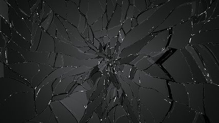 Image showing Shattered or demolished glass over black background