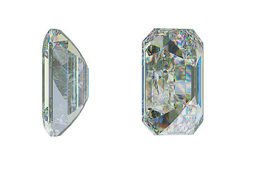 Image showing Side views of Emerald cut diamond on white