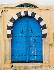 Image showing Traditional blue arched door from Sidi Bou Said