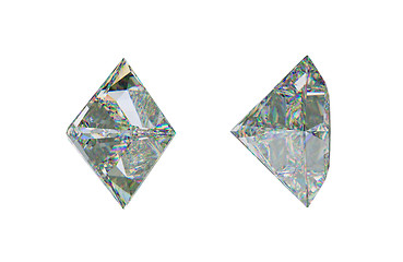 Image showing Sde views of princess cut diamond or gemstone on white