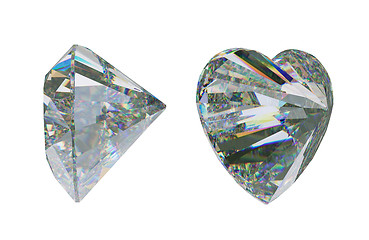 Image showing Side views of Large heart shape cut diamond isolated