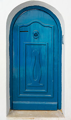 Image showing Blue door with ornament and arch from Sidi Bou Said