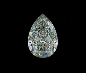 Image showing Large pear cut diamond isolated on black