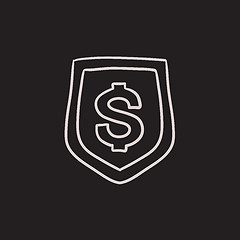 Image showing Shield with dollar symbol sketch icon.