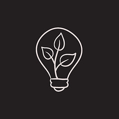 Image showing Lightbulb and plant inside sketch icon.