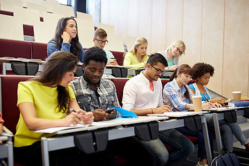 Image showing group of students with smartphone at lecture