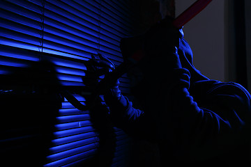 Image showing Burglar in mask at night