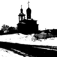 Image showing Silhouette of the old church. illustration.