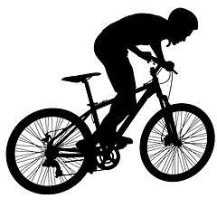 Image showing Silhouette of a cyclist male.  illustration.