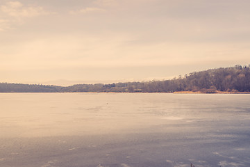 Image showing Sunrise over a frozen lake