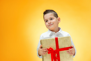 Image showing The boy with gift box