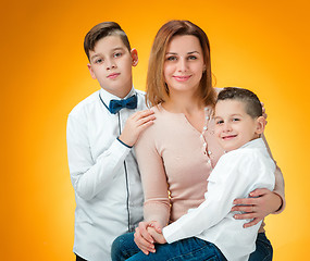 Image showing Happy mother and two sons