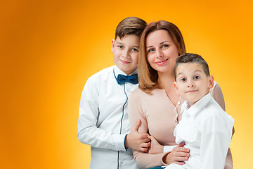 Image showing Happy mother and two sons