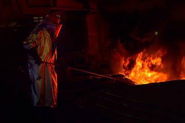 Image showing Steel worker in steel plant