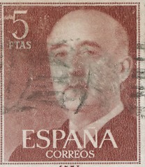 Image showing SPAIN - CIRCA 1949: Stamp printed in Spain showing a portrait of General Francisco Franco 1892-1975 , series \