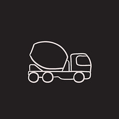 Image showing Concrete mixer truck sketch icon.