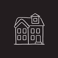 Image showing Two storey detached house sketch icon.