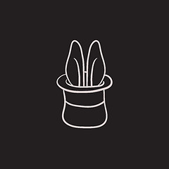 Image showing Rabbit in magician hat sketch icon.