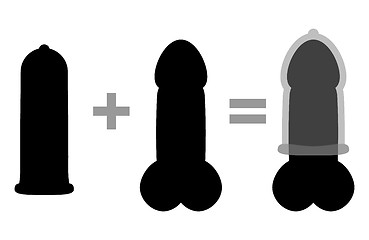 Image showing black silhouette of condom simple manual