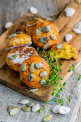 Image showing Tasty pumpkin buns with thyme.