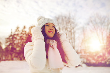 Image showing happy woman outdoors in winter