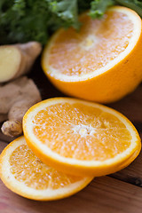 Image showing close up of ogange, ginger and lettuce salad