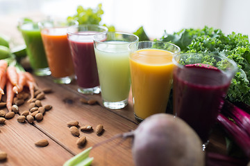 Image showing glasses with different fruit or vegetable juices