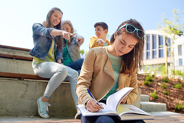 Image showing student girl suffering of classmates mockery