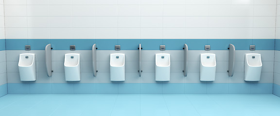 Image showing Row of urinals