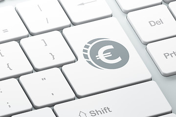 Image showing Money concept: Euro Coin on computer keyboard background