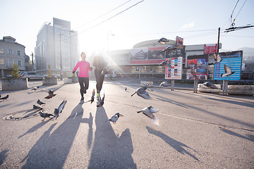 Image showing young  couple jogging