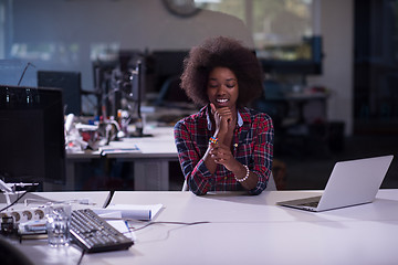 Image showing portrait of a young successful African-American woman in modern 